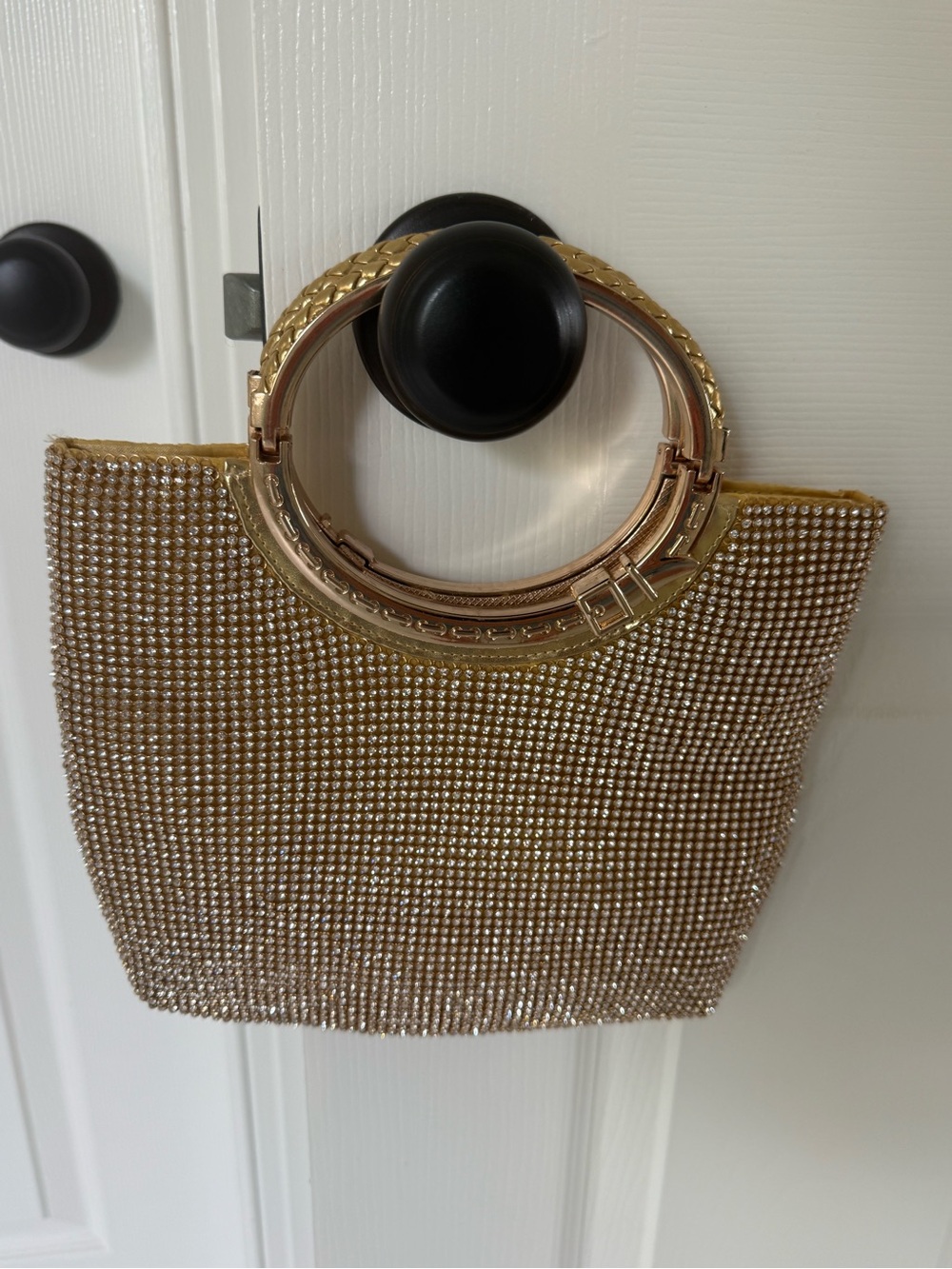 Gold Crystal Handle Evening Bag